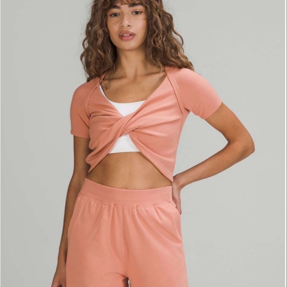 Gray Lululemon LA Twist Front Crop Top
